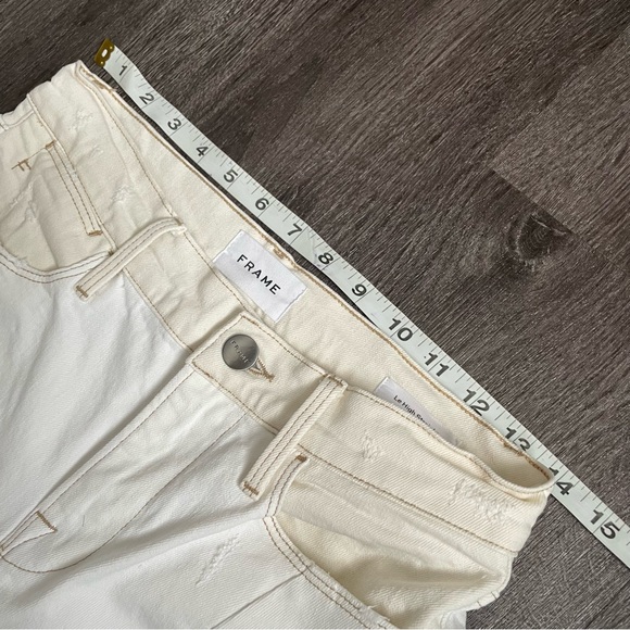 Frame Le High Straight Blanc Multi Ivory Beige Denim Jeans (6) - Picture 5 of 12